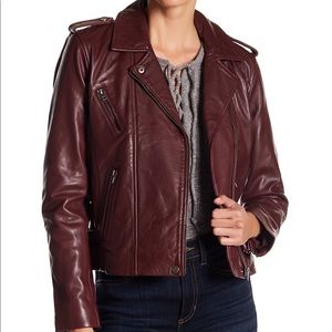Lucky Brand - Leather Moto Jacket - Burgundy